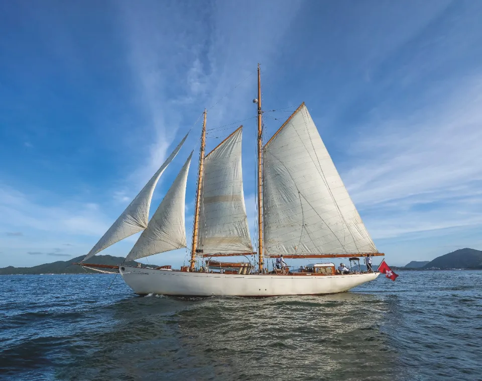 A historic schooner under sail