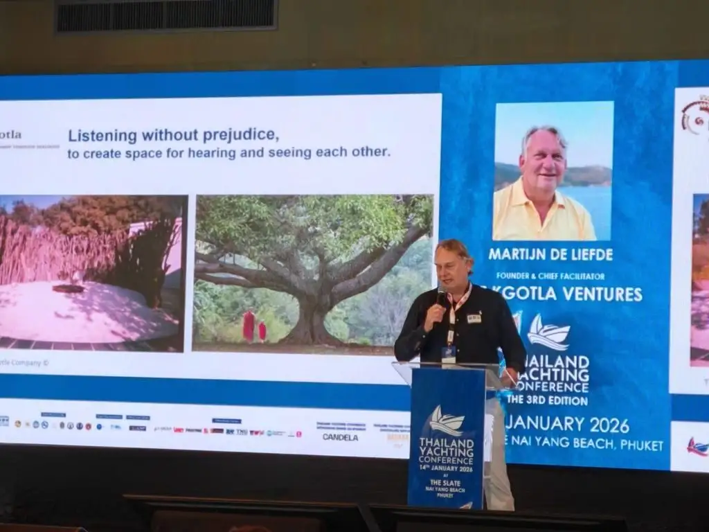 Martijn de Liefde of Kgotla Ventures presenting at the Thailand Yachting Conference