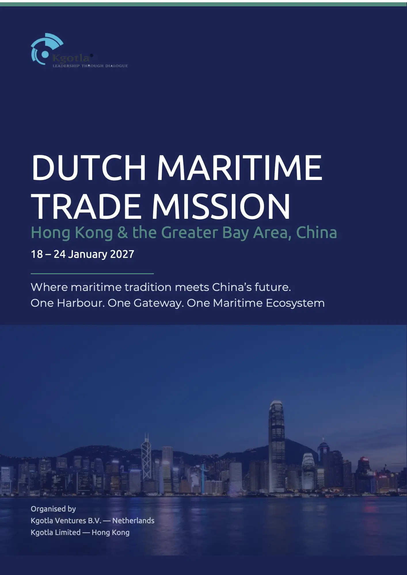Cover of Dutch Maritime Trade Mission: Hong Kong & the Greater Bay Area, China